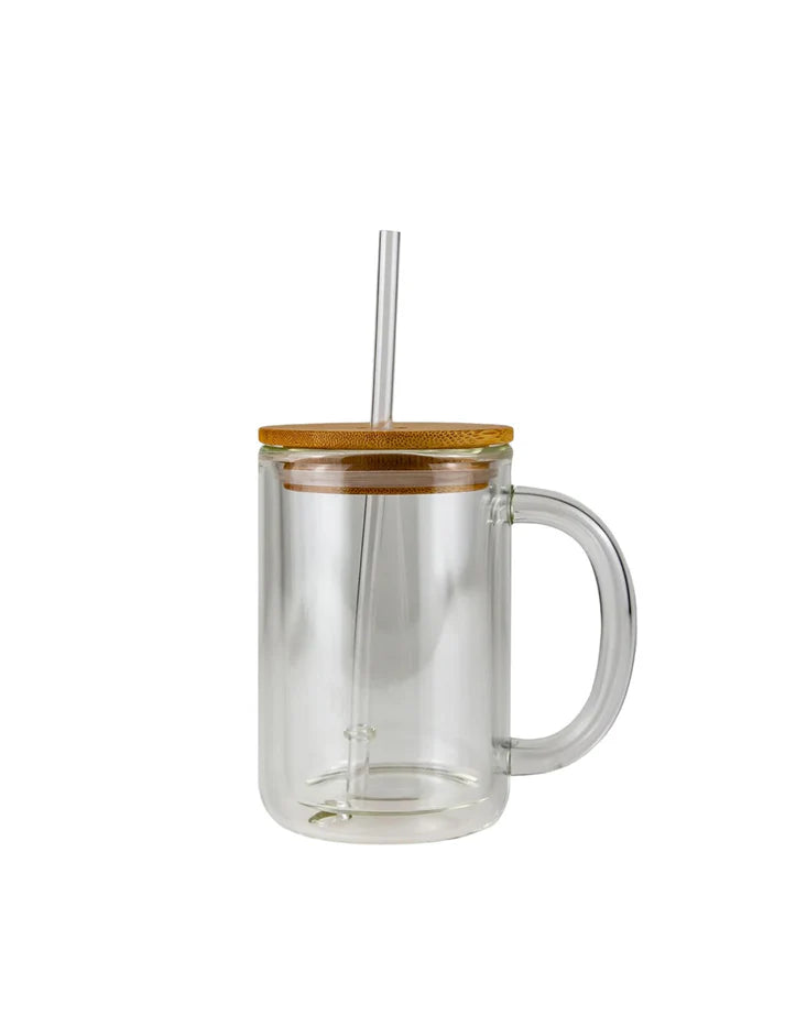 15oz Glass Mug SnowGlobe w/Handle