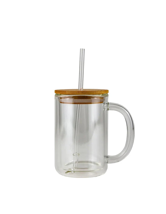 15oz Glass Mug SnowGlobe w/Handle